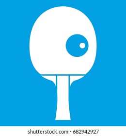Rackets and ball for playing table tennis icon white isolated on blue background vector illustration