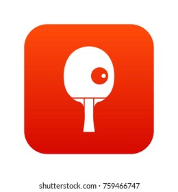 Rackets and ball for playing table tennis icon digital red for any design isolated on white vector illustration