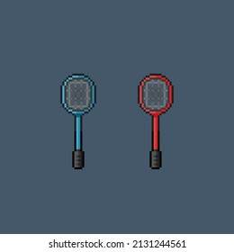 rackets with different color in pixel style