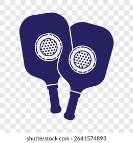 Rackets or paddles and ball for pickleball icon isolated on white background