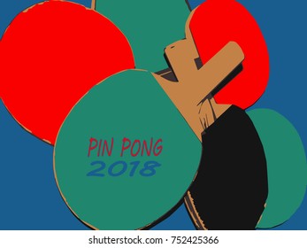 Rackets for ping pong. Color vector illustration