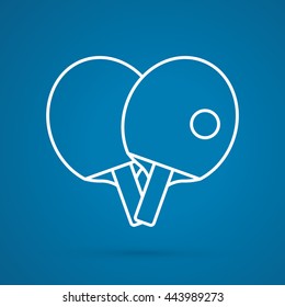 Rackets for playing ping pong table tennis outline graphic vector.