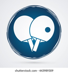 Rackets for playing ping pong table tennis designed on grunge circle background graphic vector.