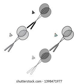 Rackets and a shuttlecock for badminton.Summer rest single icon in cartoon,black style vector symbol stock illustration.