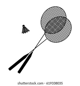 Rackets and a shuttlecock for badminton.Summer rest single icon in black style vector symbol stock illustration.