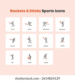 Rackets and sticks Sport Icon sets vector illustration 