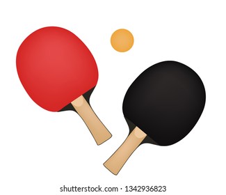 Rackets for table tennis with ball. Ping-pong. Vector illustration
