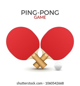 Rackets for table tennis. Pingpong tennis game equipment ball vector background poster.