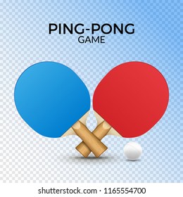 Rackets for table tennis. Pingpong tennis game equipment ball vector background poster.