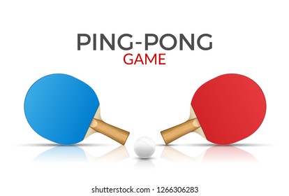 Rackets for table tennis. Pingpong tennis game equipment ball vector background poster.