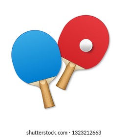 Rackets for table tennis. Pingpong tennis game equipment ball vector background poster.