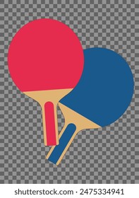 Rackets tennis for ping pong. Two rackets, red and blue. Vector Illustration EPS10.