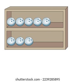 Racks and bowling balls. Vector Illustration.