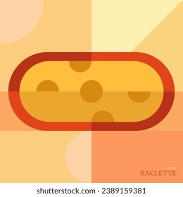 Raclette cheese in geometric flat style. Cartoon food delicious milk product. Vector illustration.