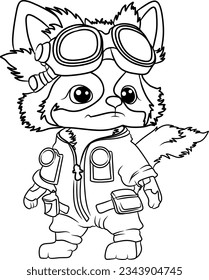 Racon wearing sunglasses cartoon line art