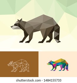 RACOON ANIMAL PET POP ART LOW POLY LINE LOGO ICON SYMBOL. TRIANGLE GEOMETRIC POLYGON