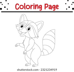 Página de coloreado de mapache. Libro de colorear animales salvajes para los niños.