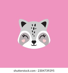 Racoon coon raccoon animal portrait poster logo kids room decor t-shirt design print nursery eyes nose little sweet art room decor wall design abstract inspiration sketch nature wildlife baby shower