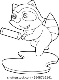 Racoon Cricket Cricket bat Animal Vector Graphic Art Illustration