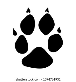 Racoon Dog Footprint. Black Silhouette Design. Vector Illustration.