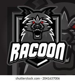 Racoon Esport logo. Suitable for team logo or esport logo and mascot logo, or tshirt design.