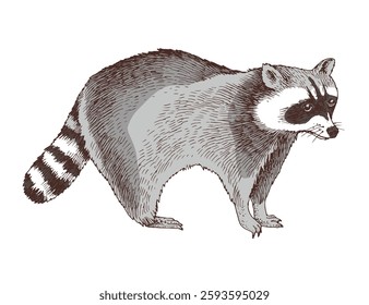 Racoon hand drawn vector illustration
