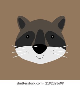 racoon head cute cartoon vector illustration. childish illustration