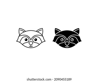 racoon head icon vector isolated on white background