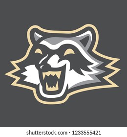 Racoon head mascot logo badge icon