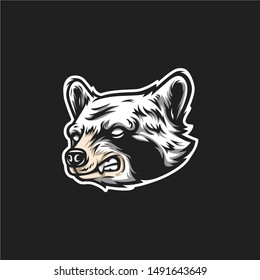 racoon head vector logo illustration