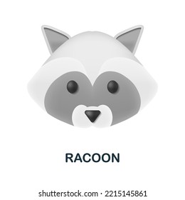 Racoon icon. 3d illustration from animal head collection. Creative Racoon 3d icon for web design, templates, infographics and more