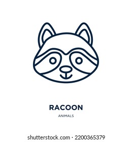 racoon icon from animals collection. Thin linear racoon, cute, wildlife outline icon isolated on white background. Line vector racoon sign, symbol for web and mobile