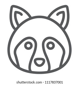 Racoon line icon, animal and zoo, coon sign vector graphics, a linear pattern on a white background, eps 10.