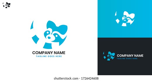 Racoon Logo - All elements on this template are editable with vector software