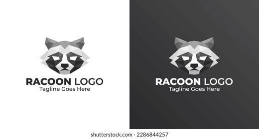 Racoon Low-Poly-Logo-Design. Polygonales Design. Geometrisches Design. Modernes Logo