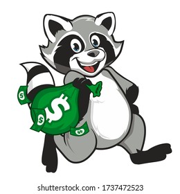 Racoon Mascot Cartoon In Vector