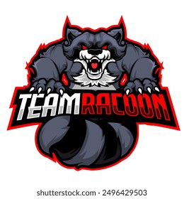 racoon mascot gaming logo illustration