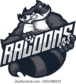 racoon mascot gaming logo illustration