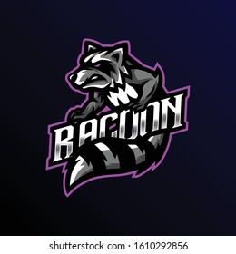 racoon mascot logo esport. racoon mascot logo gaming.