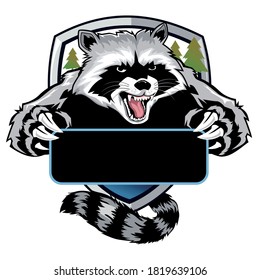 racoon mascot logo in vector