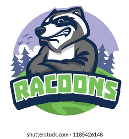 racoon mascot style