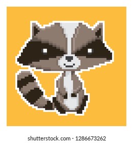 racoon in pixel art