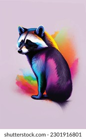 ein racoon-regenbogen-kunst-hintergrund-texturalkonzept, Vektorgrafik