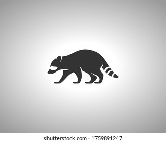 Racoon Silhouette on White Background. Isolated Vector Animal Template for Logo Company, Icon, Symbol etc