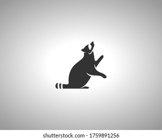 Racoon Silhouette on White Background. Isolated Vector Animal Template for Logo Company, Icon, Symbol etc