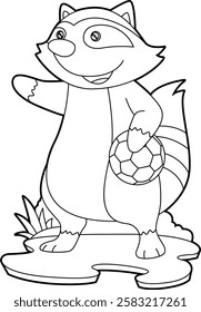 Racoon Soccer player Soccer Animal Vector Graphic Art Illustration