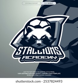 Racoon Stallions Academy Mascot Sport Logo Identity for Soccer and Sports Teams