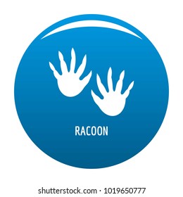 Racoon step icon vector blue circle isolated on white background 