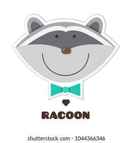 Racoon. Sticker. Vector illustration.