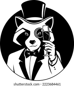 A Racoon in Suits Holding a Wine Glass